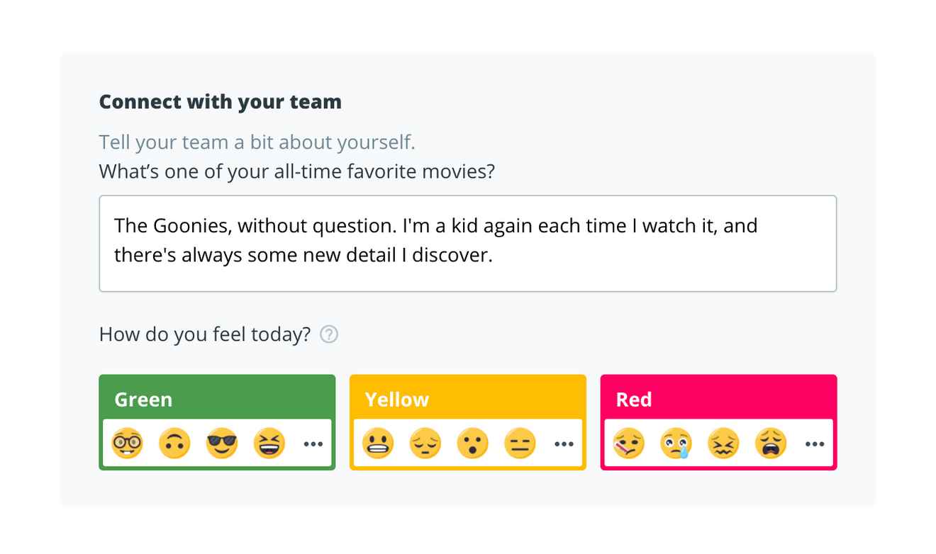 Answer the daily team-building question in Range