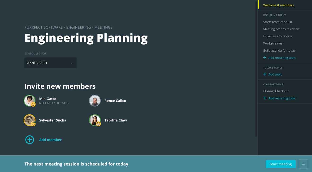 Newly created meeting in Range
