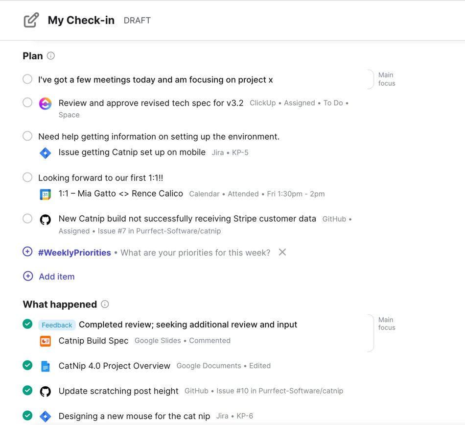 Completing the 'What happened' section of a daily Check-in in Range