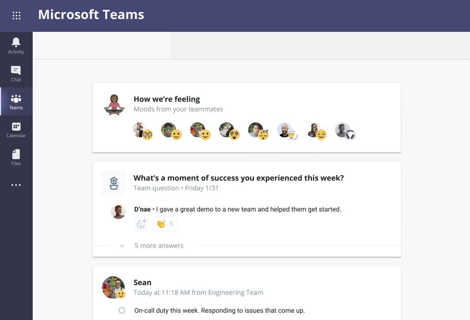 Check-ins in Microsoft Teams