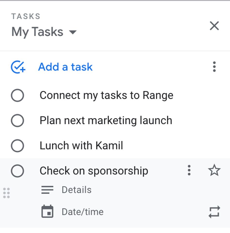 Google Tasks Google Calendar Range