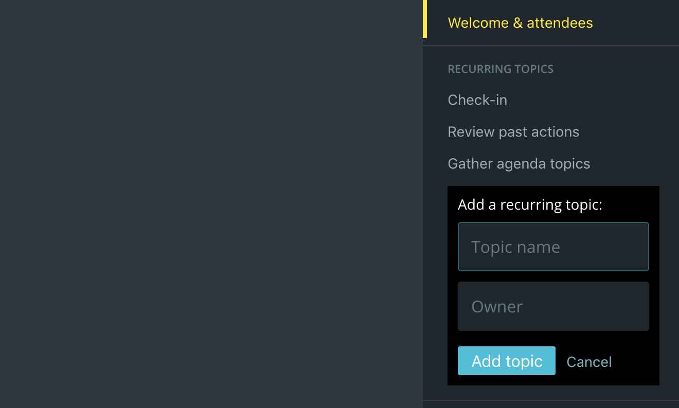 Adding a new topic to the agenda in a meeting