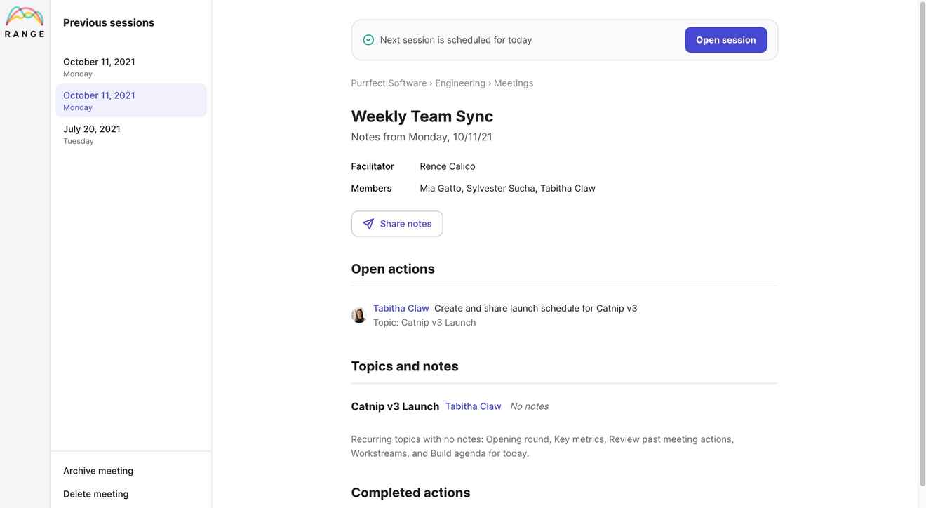 Meeting recap and notes in Range