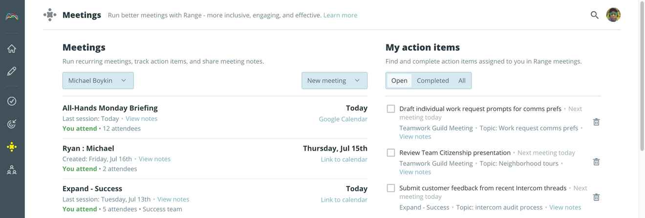 Viewing your meeting action items