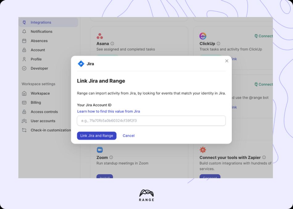 Range Jira dialog box