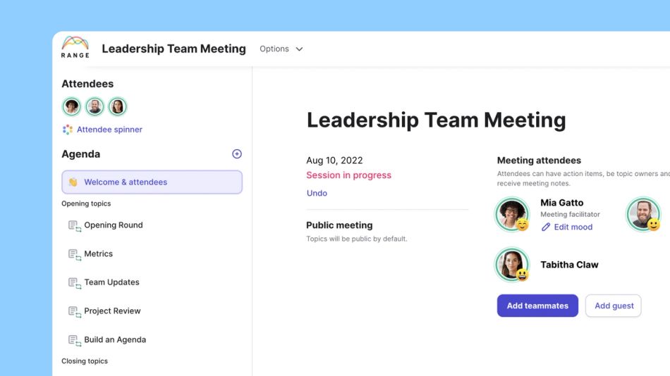 leadership team meeting template Range