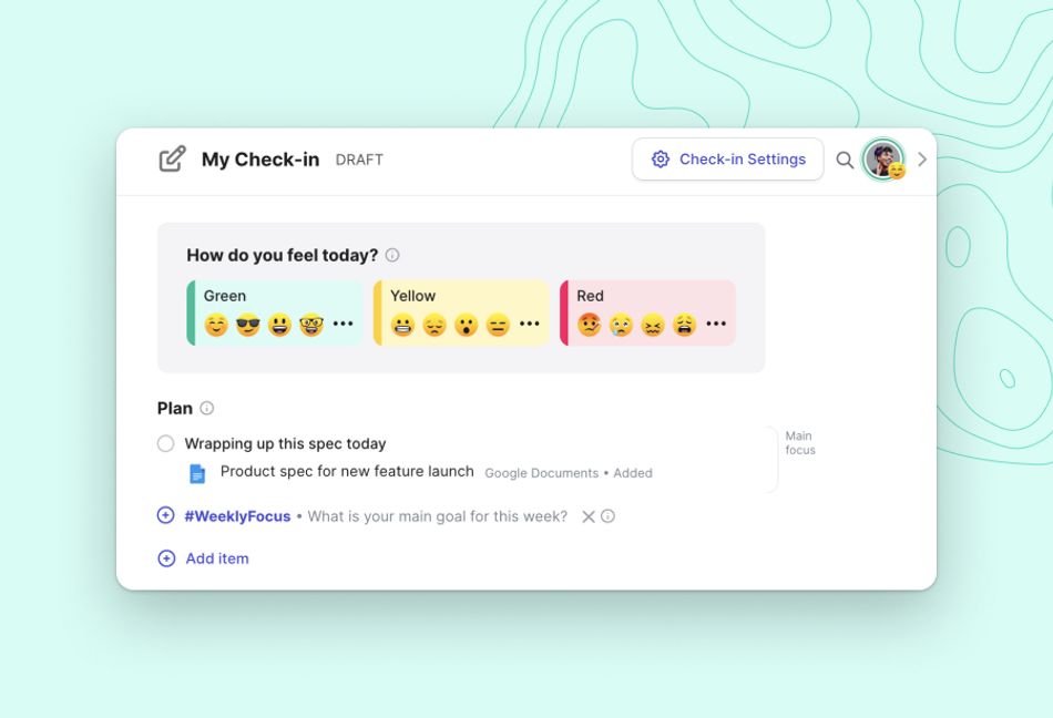 Range Check-in with mood emojis