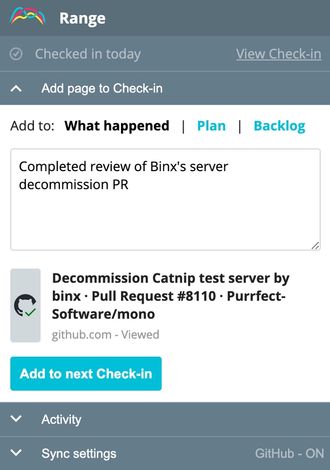 Using Range Sync to add items to a Check-in