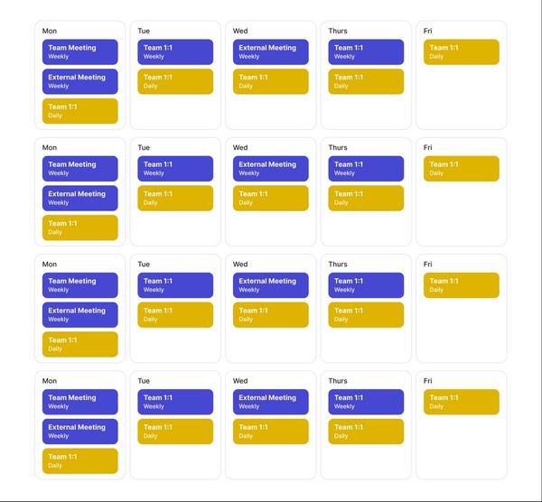 Weekly schedule for team at Precursor Ventures