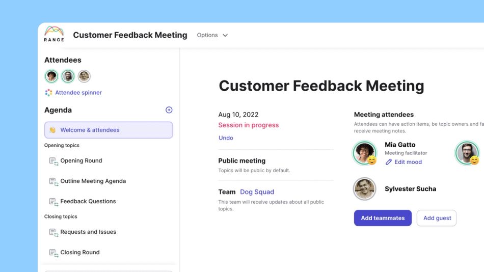 customer feedback meeting template Range