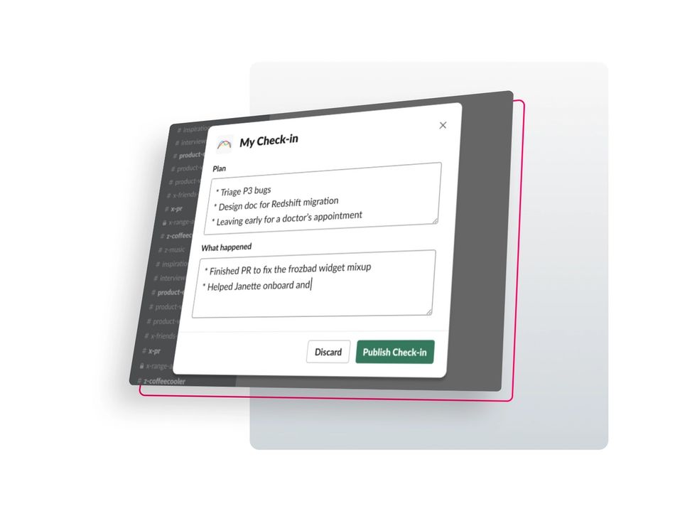 Composing a Check-in in Slack