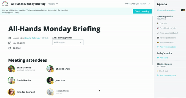 Setting facilitator in Range meeting