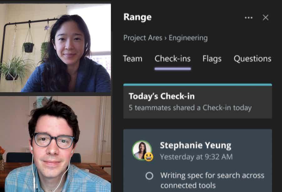 Range embedded within a Microsoft Teams video chat