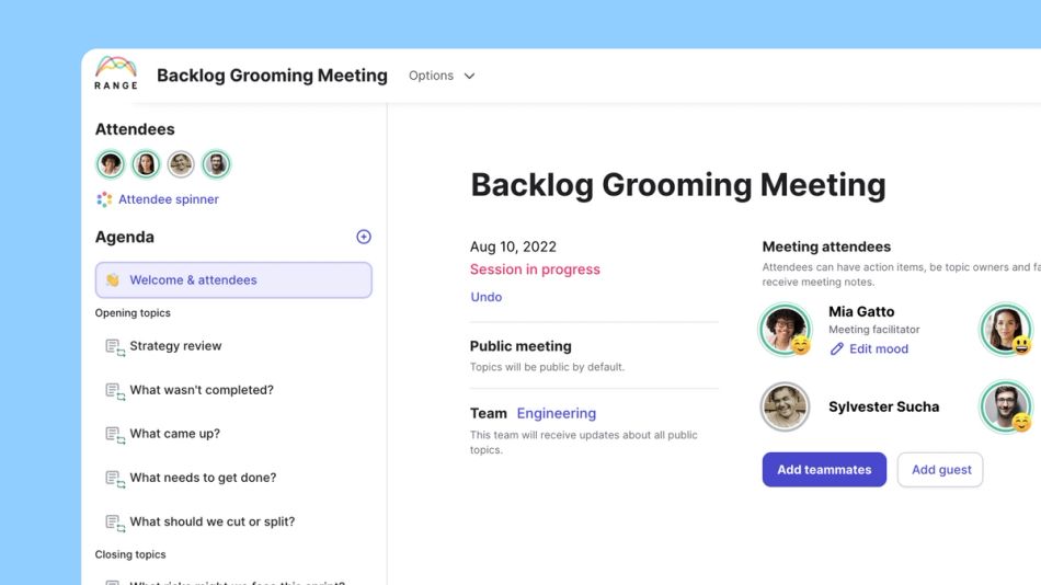 backlog grooming meeting template Range