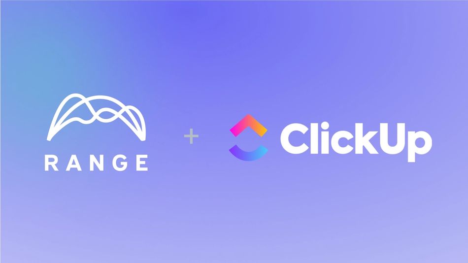 Range and ClickUp logos on a black background