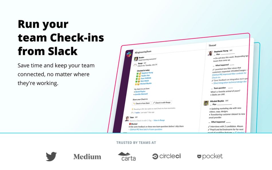 Range slack integrations check-ins