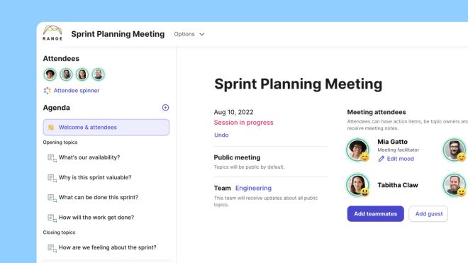 Sprint planning meeting template Range