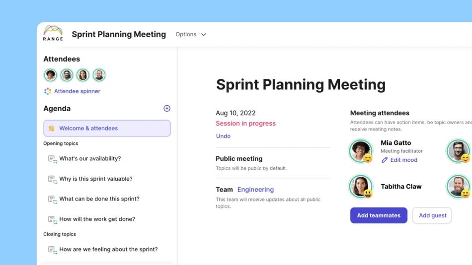 sprint planning meeting Range