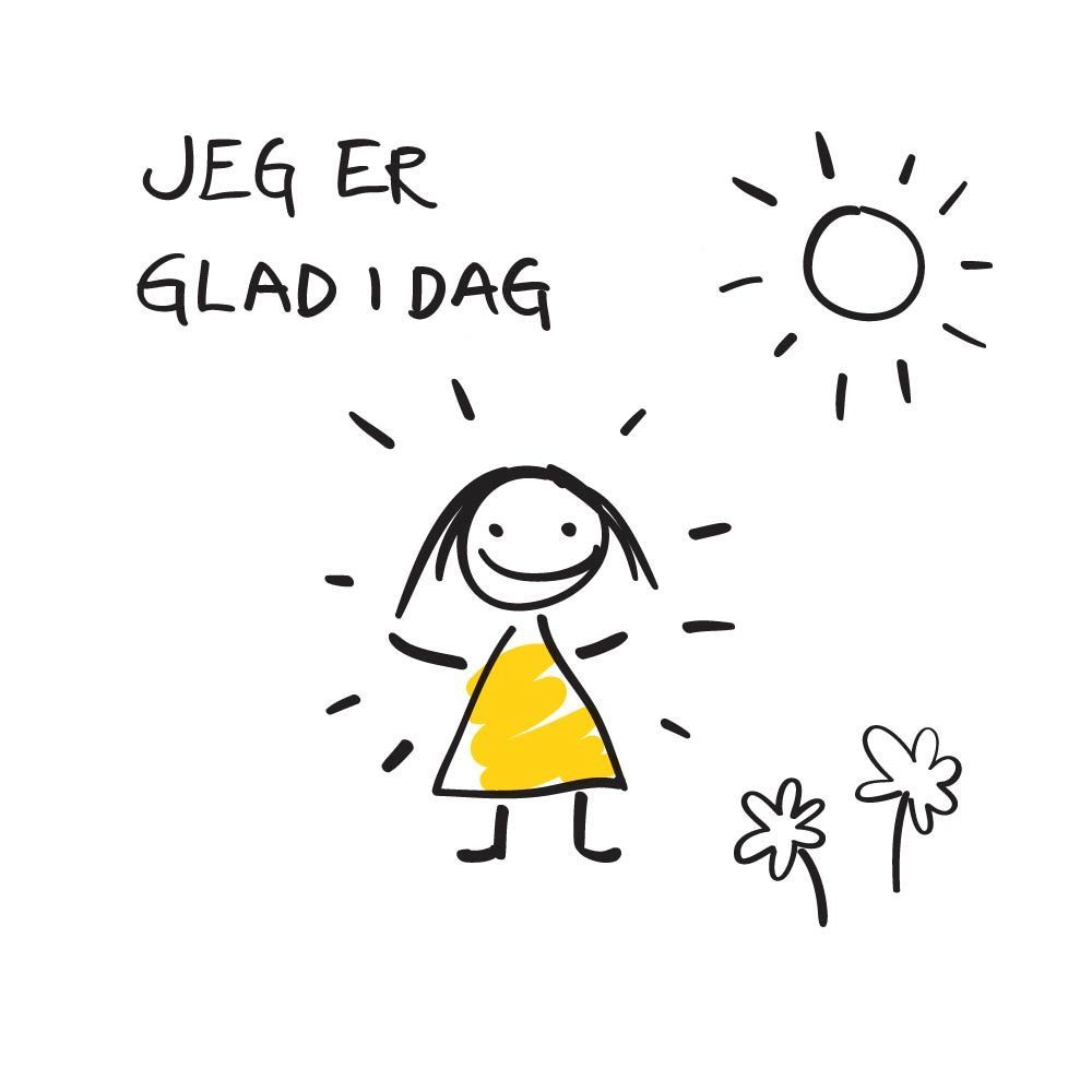 Strektegning av glad jente