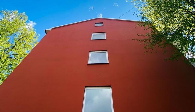 Elever tar bilder av kunst i nærmiljøet.