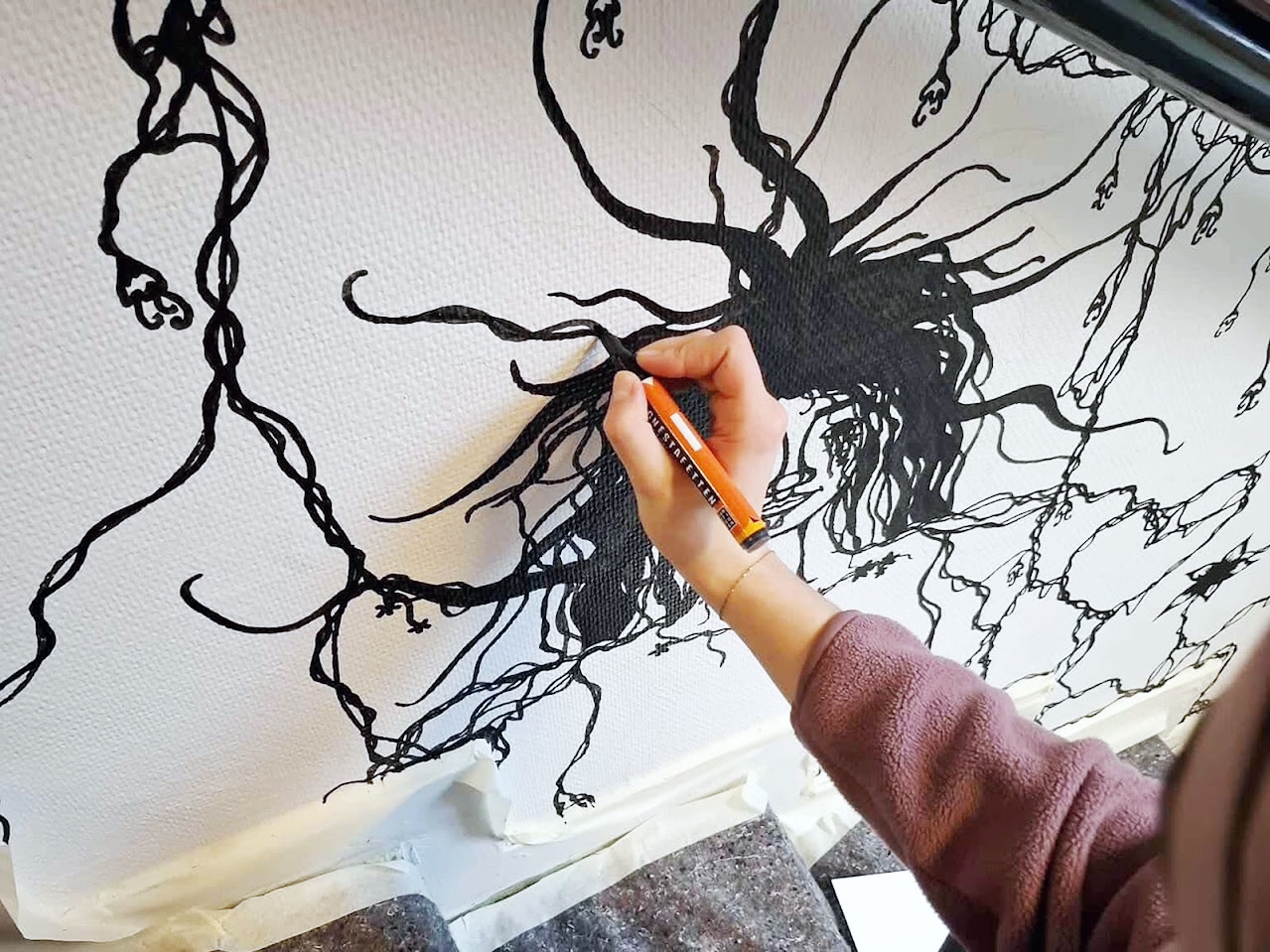 Tegnestafett på Holmen videregående skole i Asker.