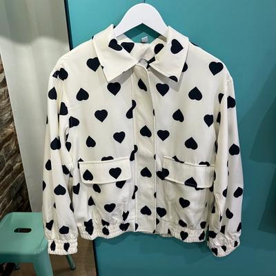 Bomber femme motif coeur noir et blanc