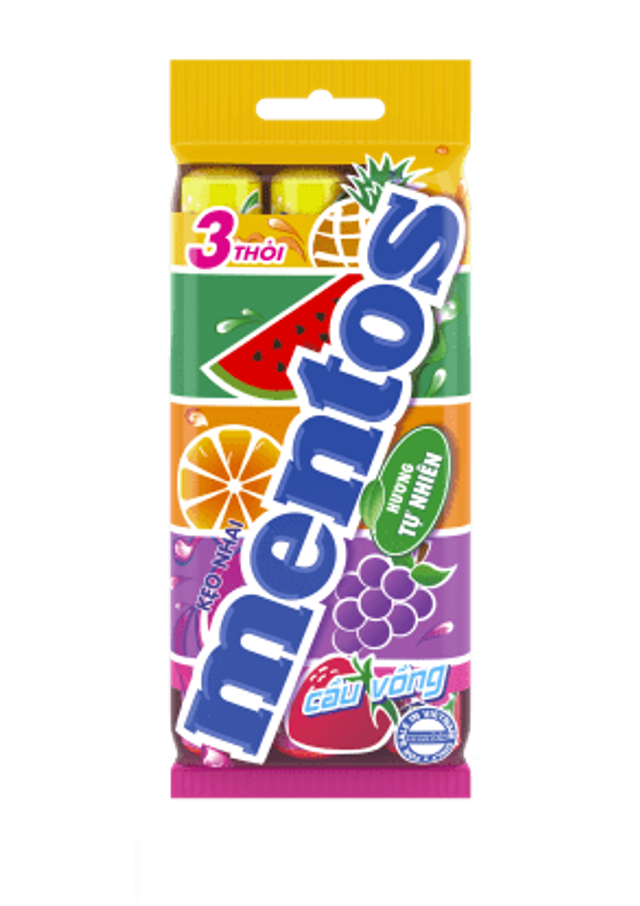 Kẹo Nhai Mentos Cầu Vồng Gói 3 Thỏi