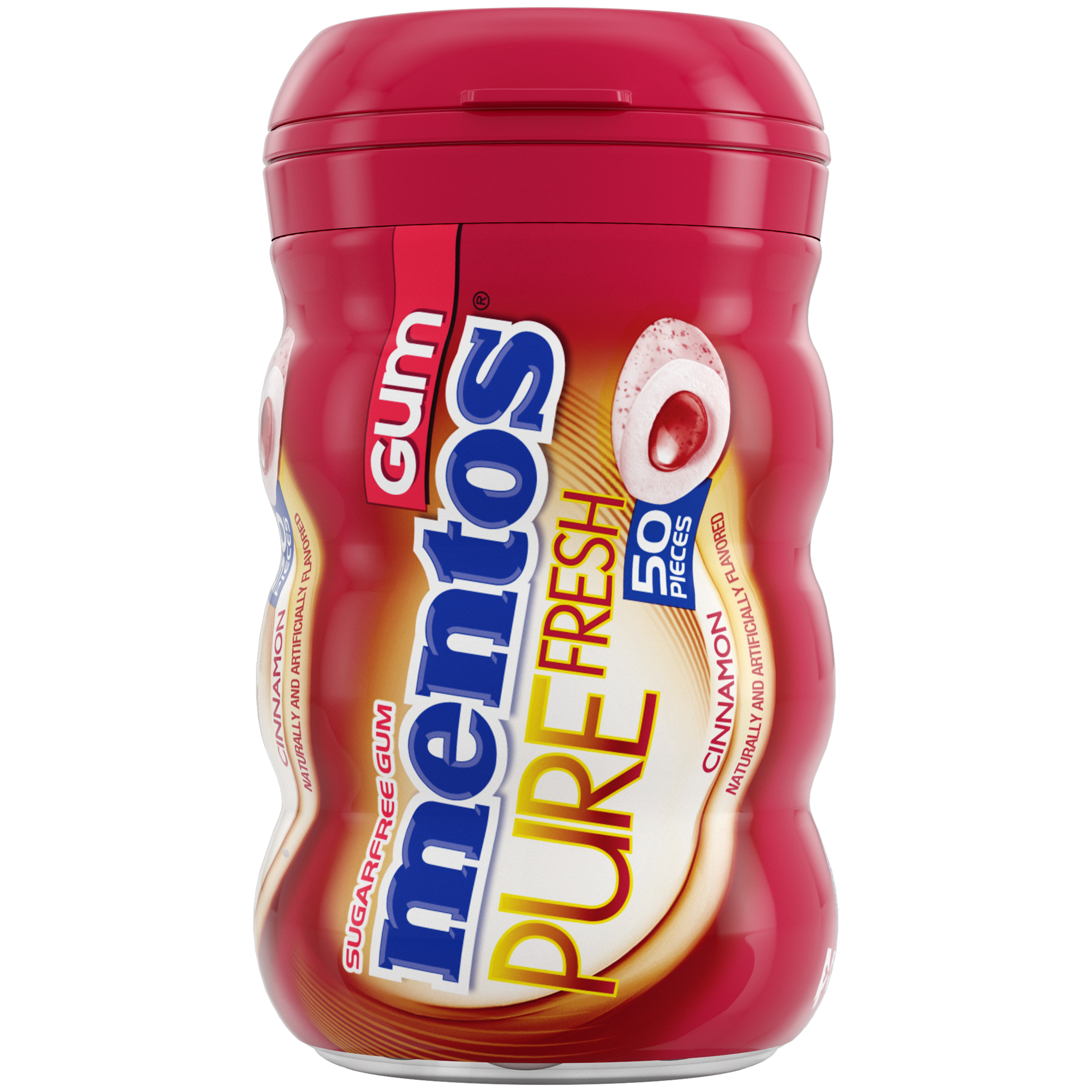 Mentos Pure Fresh Gum Cinnamon - 50pc Curvy Bottle
