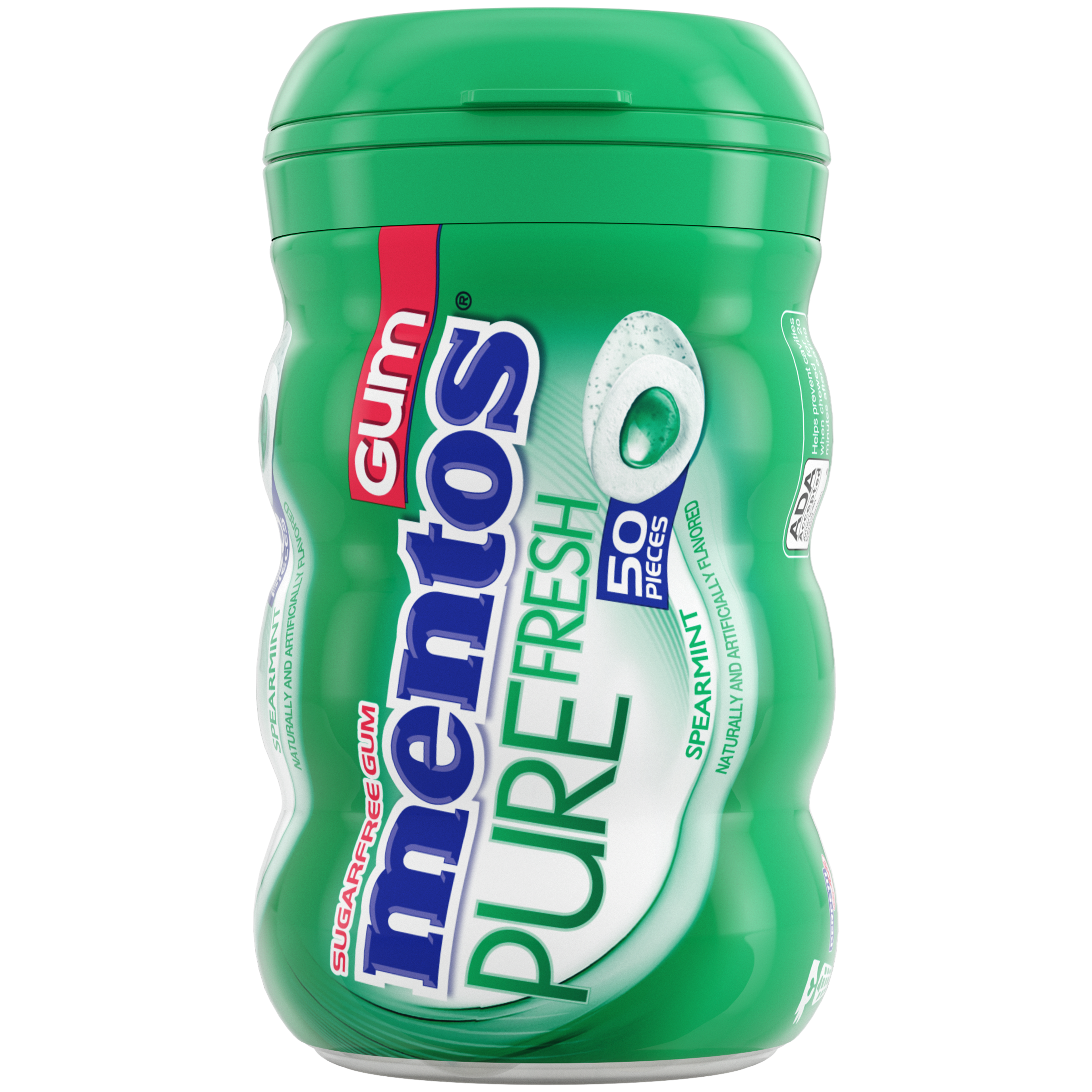 Mentos Pure Fresh Gum Spearmint - 50pc Curvy Bottle