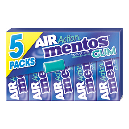 Mentos Gum Air Action Menthol-Eucalyptus 5-pak