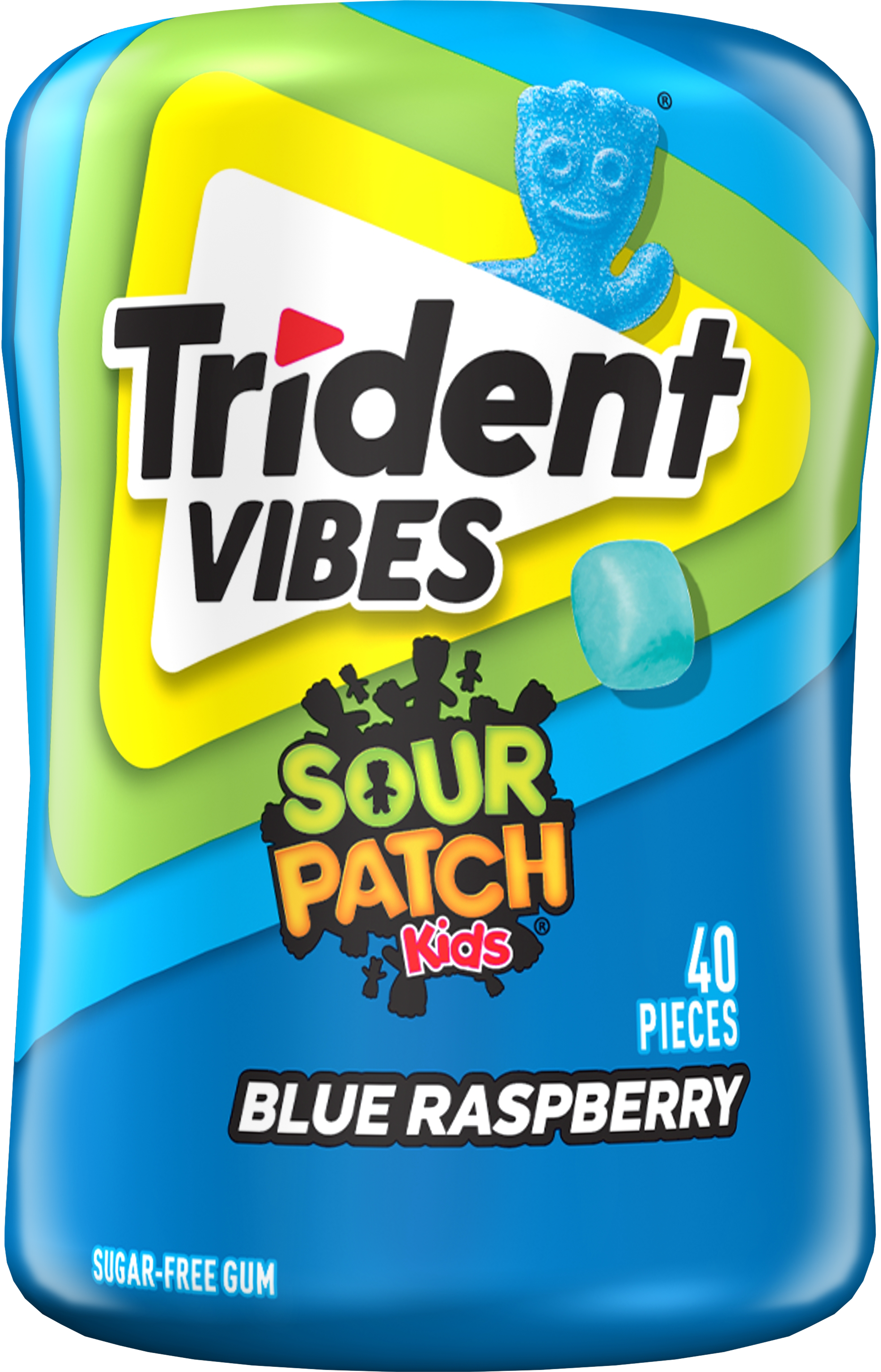 Trident Vibes Sour Patch Kids Blue Raspberry Bottle, 40 Pieces