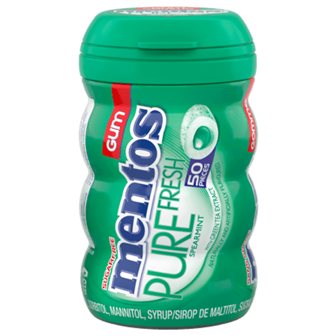 Mentos Pure Fresh Spearmint Bottle, 50 Pieces