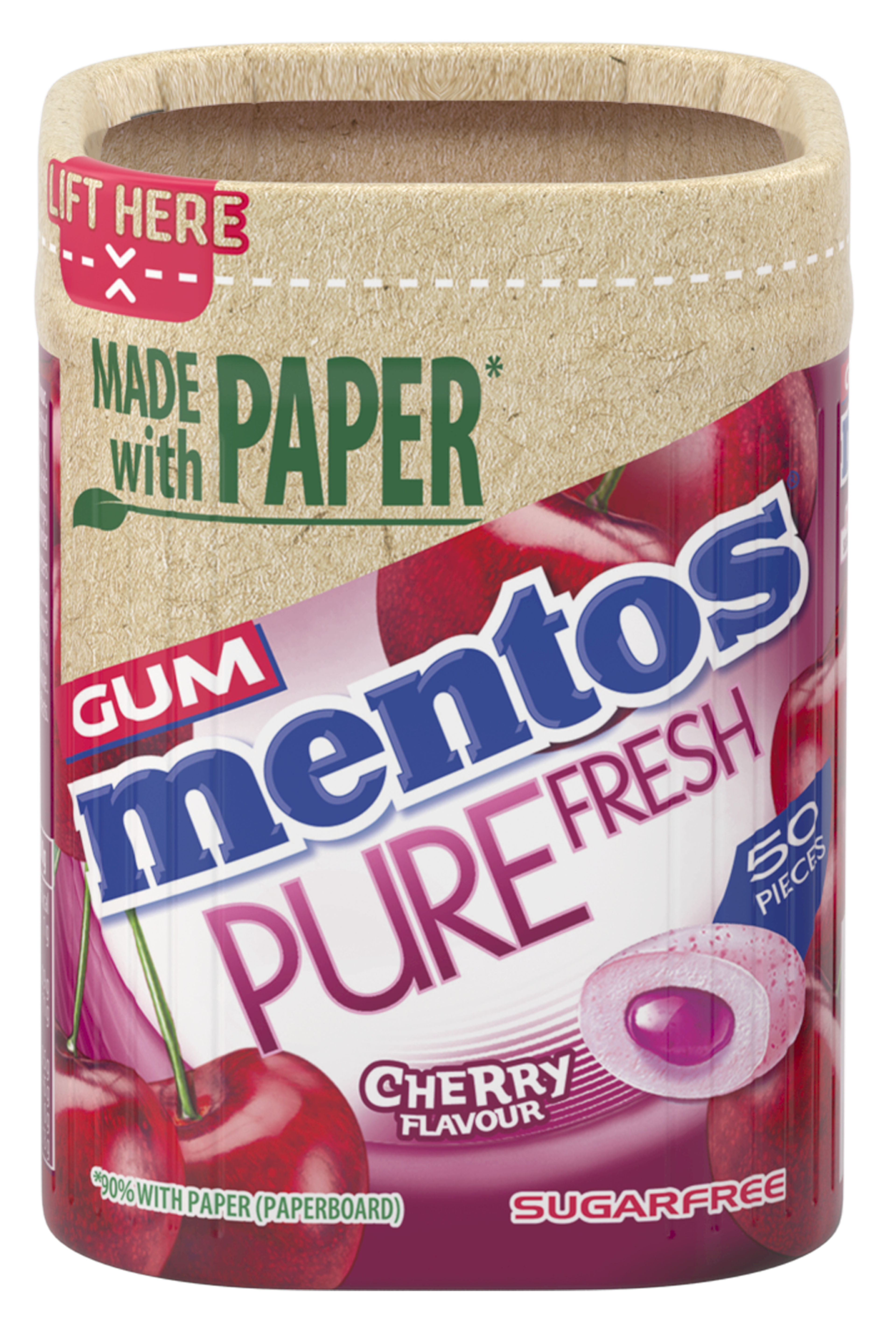 Mentos Gum Pure Fresh Paperboard Cherry