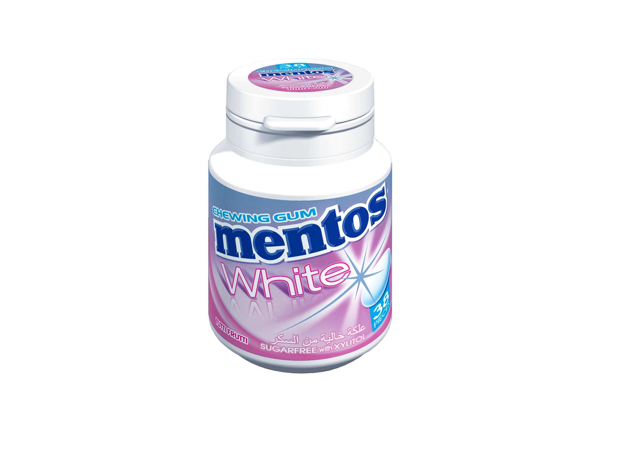 Mentos Gum White Tutti Frutti 38 pieces bottle