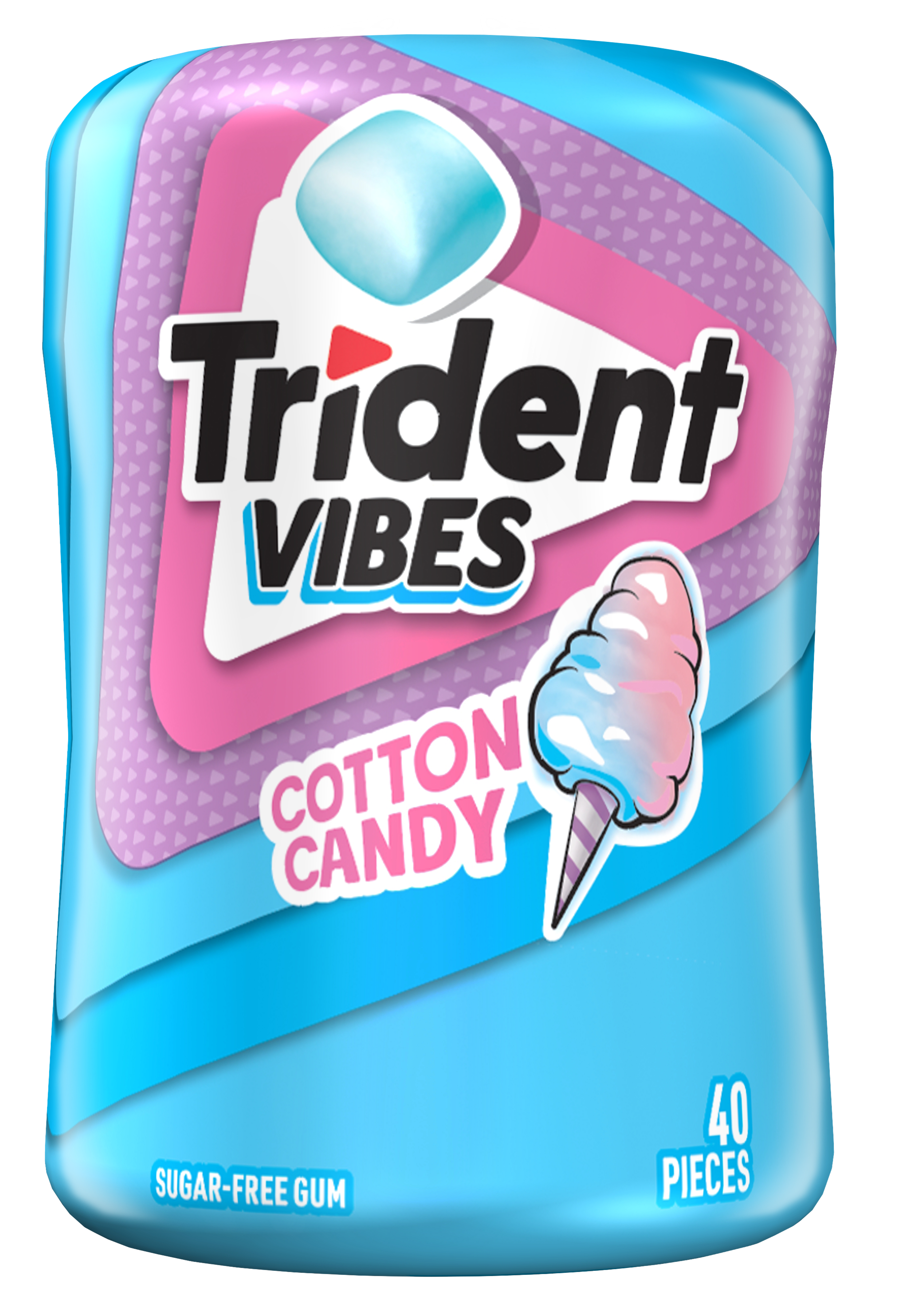 Trident Vibes Cotton Candy Bottle, 40 Pieces