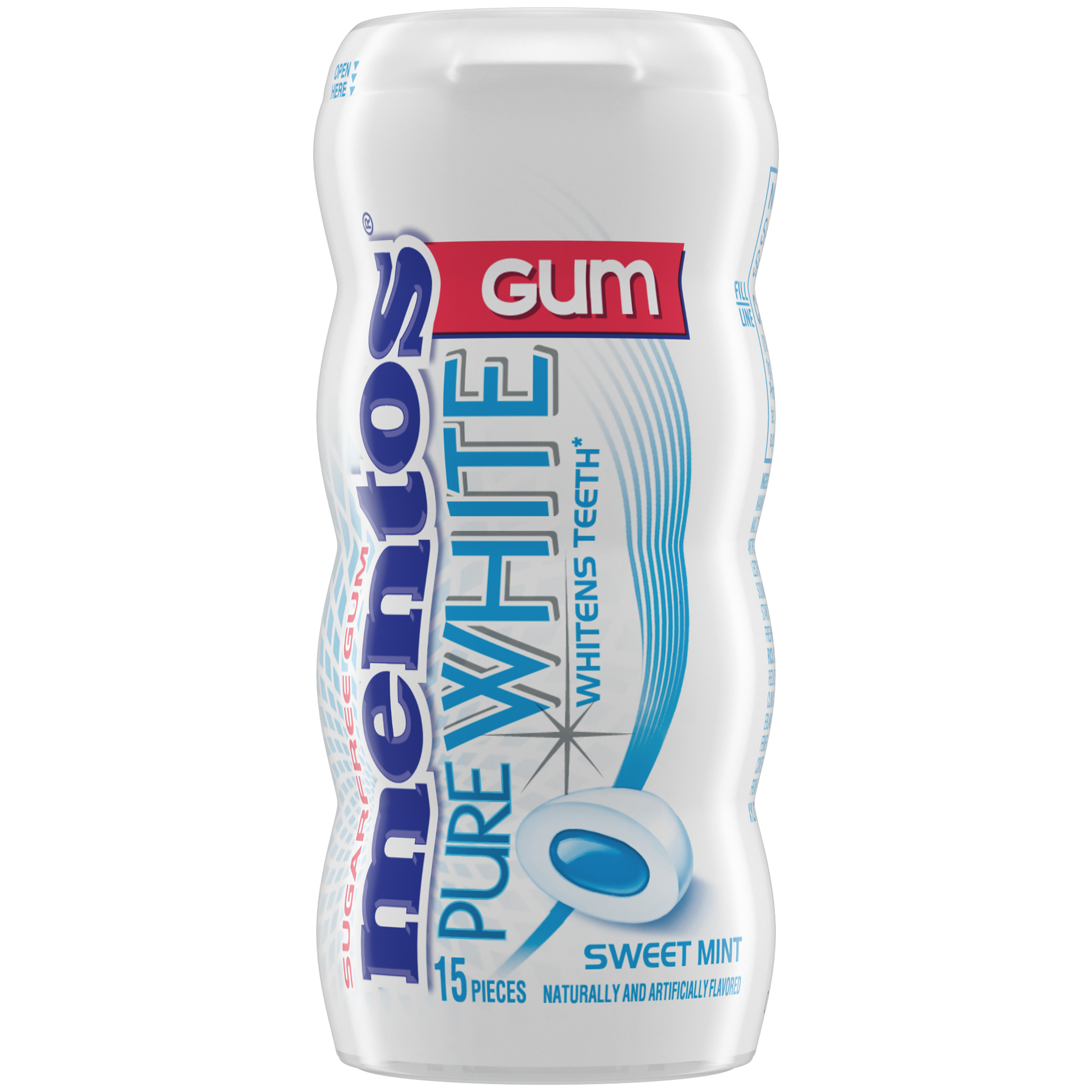 Mentos Pure White Gum Sweet Mint - 15pc Pocket Bottle