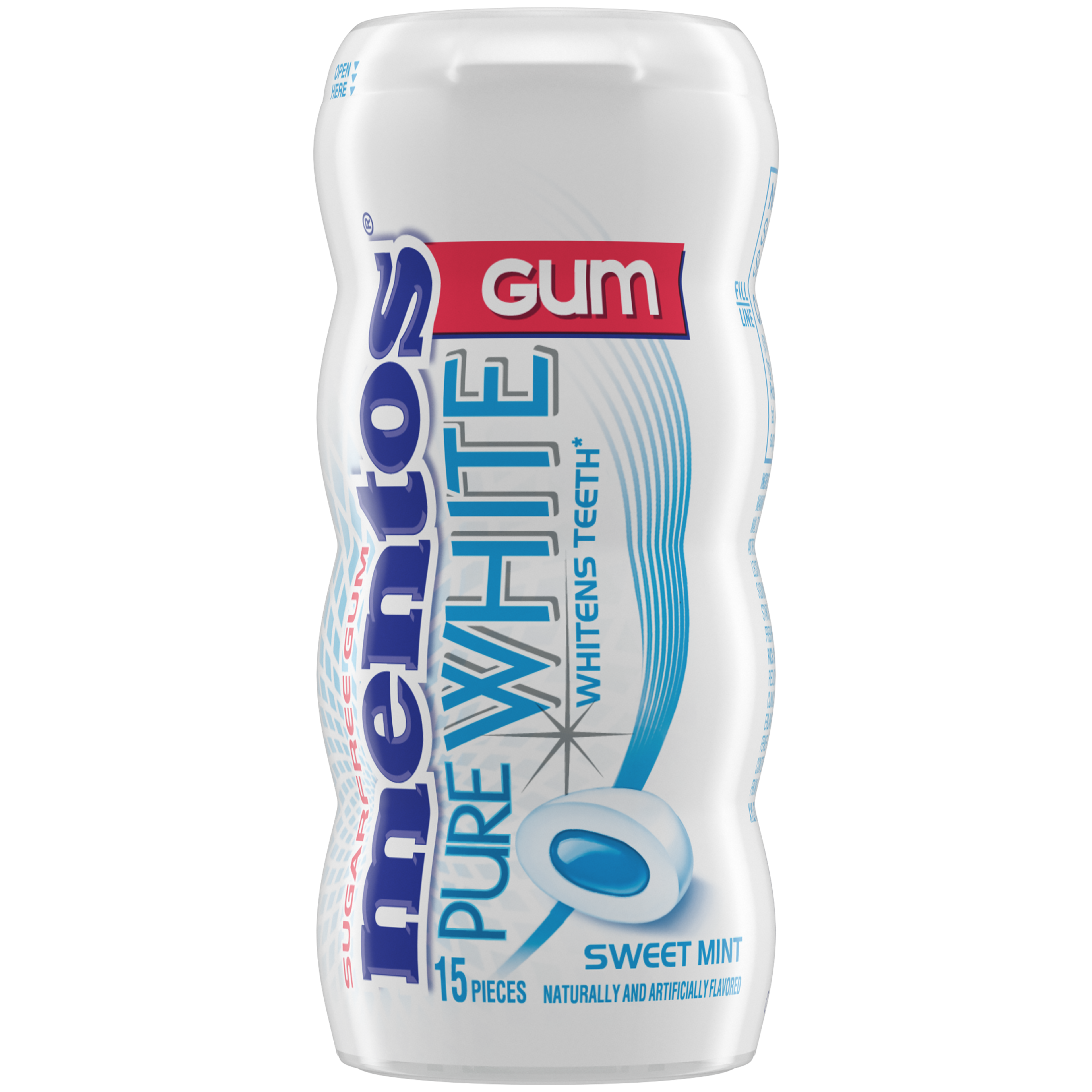Mentos Pure White Gum Sweet Mint - 15pc Pocket Bottle