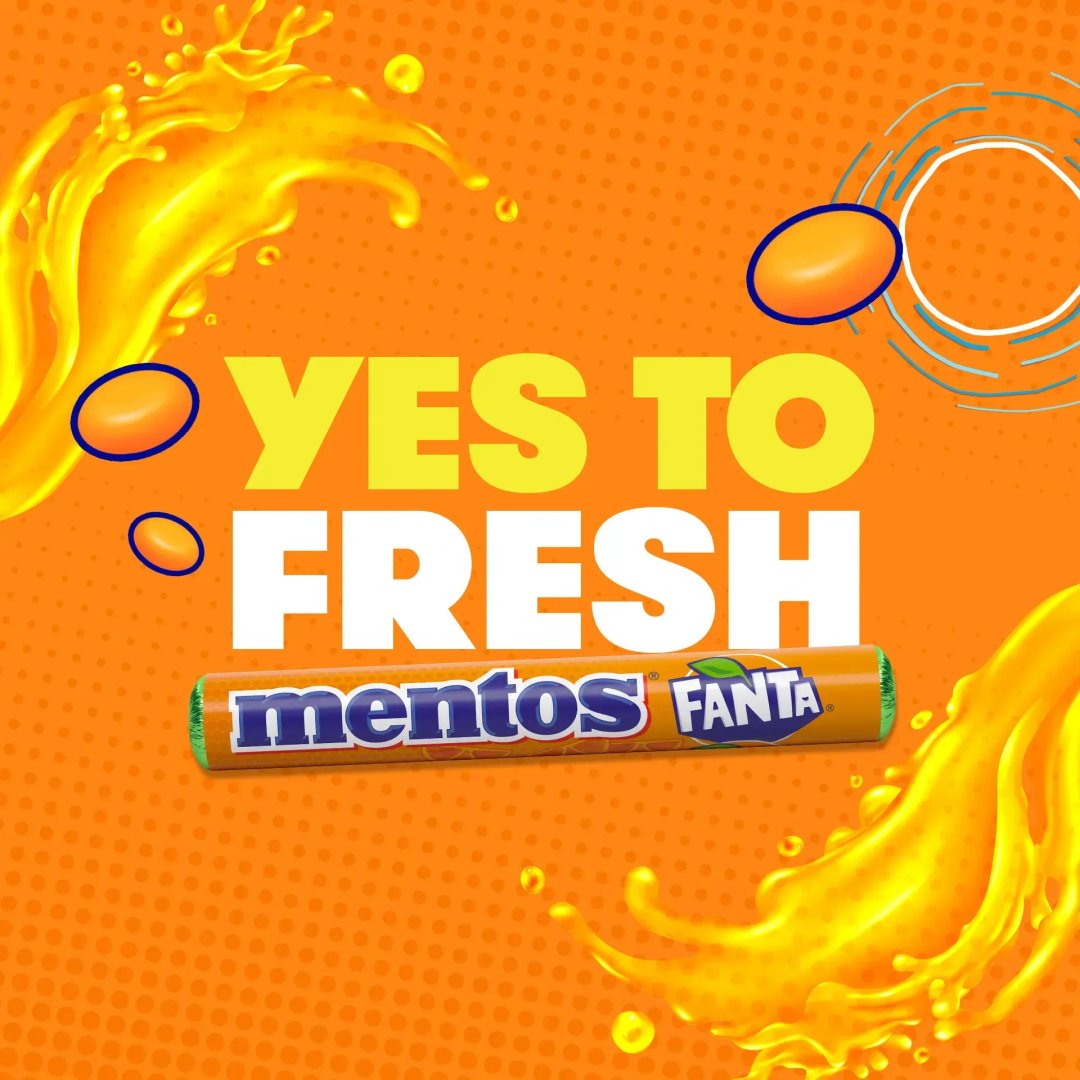 Njut av kombinationen Mentos och Fanta! Denna Limited Edition-rulle ger en fantastiskt fräsch smak! En av världens mest populära läskedrycker finns nu som ett utsökt Mentos-godis. Det här är drycken du kan tugga. Den begränsade upplagan är tillgänglig i ett år, så passa på att prova medan du kan!