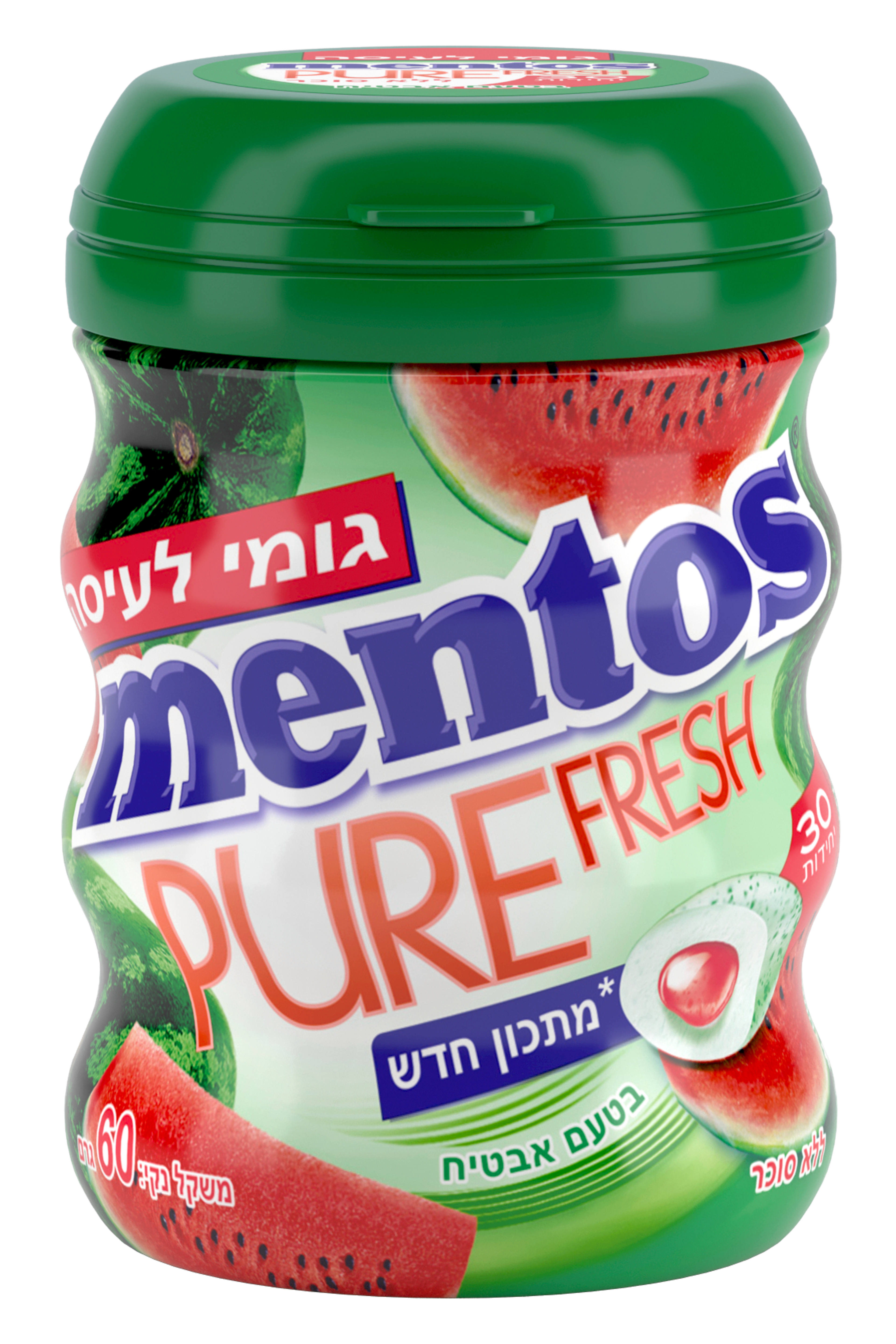 מסטיק מנטוס בטעם אבטיח ללא סוכר