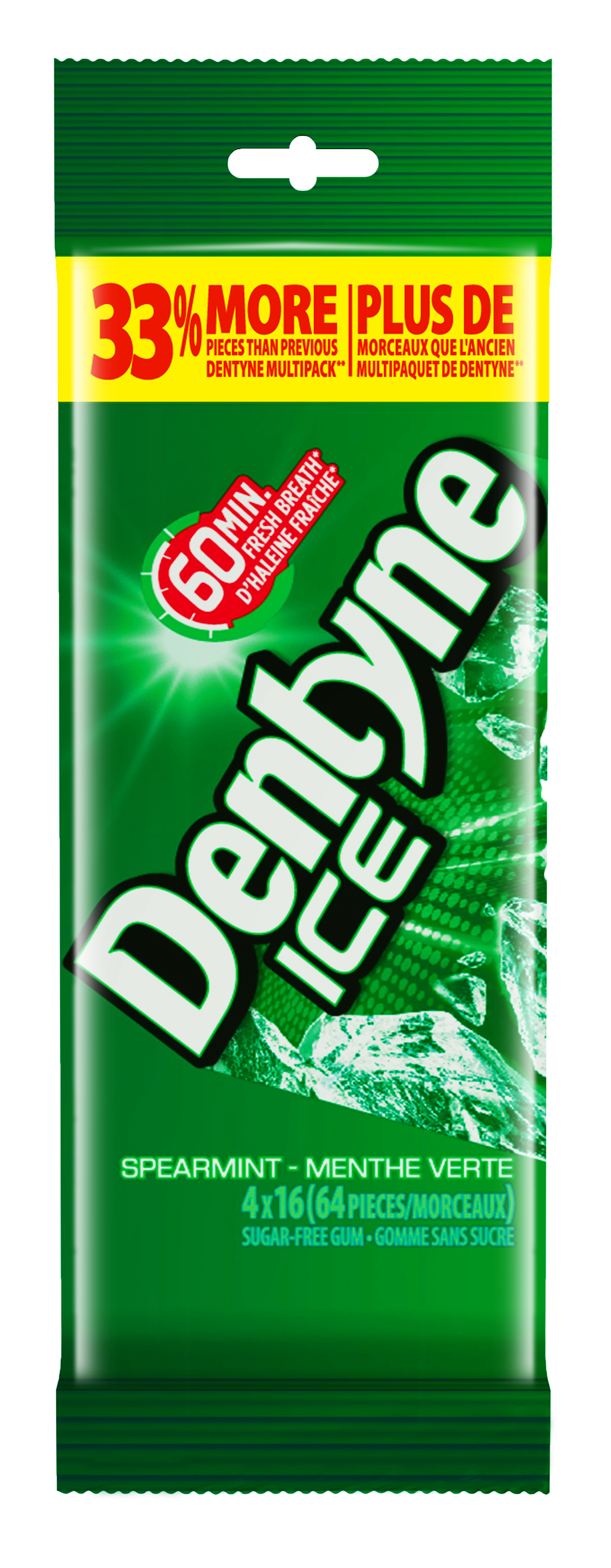 Dentyne Ice Menthe verte Multiples, 16 Morceaux (Paquet de 4)