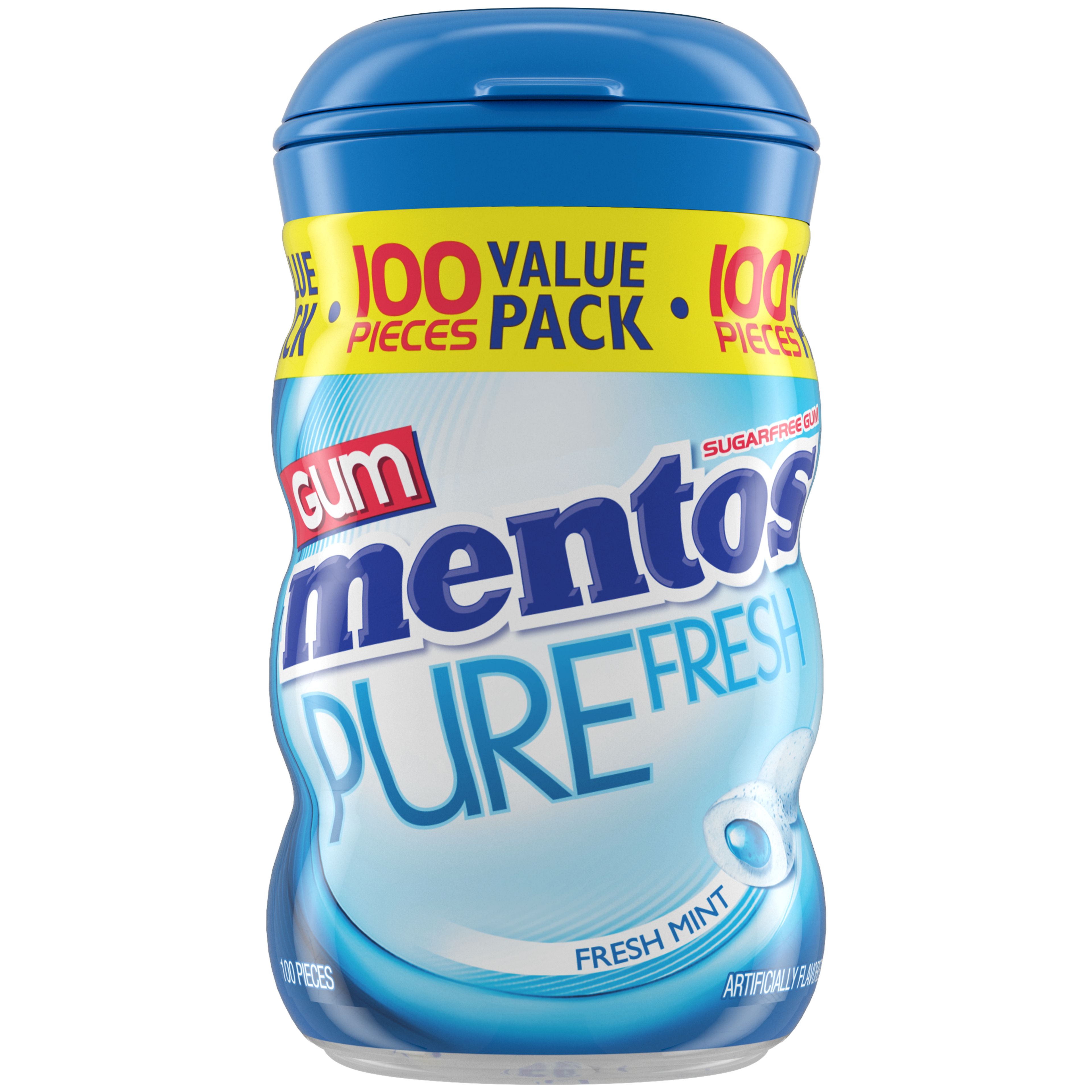 Mentos Pure Fresh Gum Fresh Mint - 100pc XL Curvy Bottle