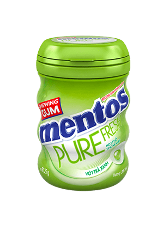 Sing Gum Không Đường Mentos Pure Fresh Hương Chanh Bạc Hà Hũ 61g