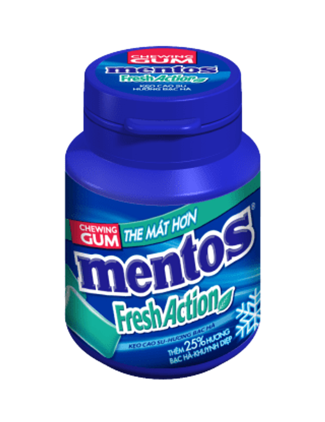 Sing Gum Mentos Fresh Action Hũ 56g
