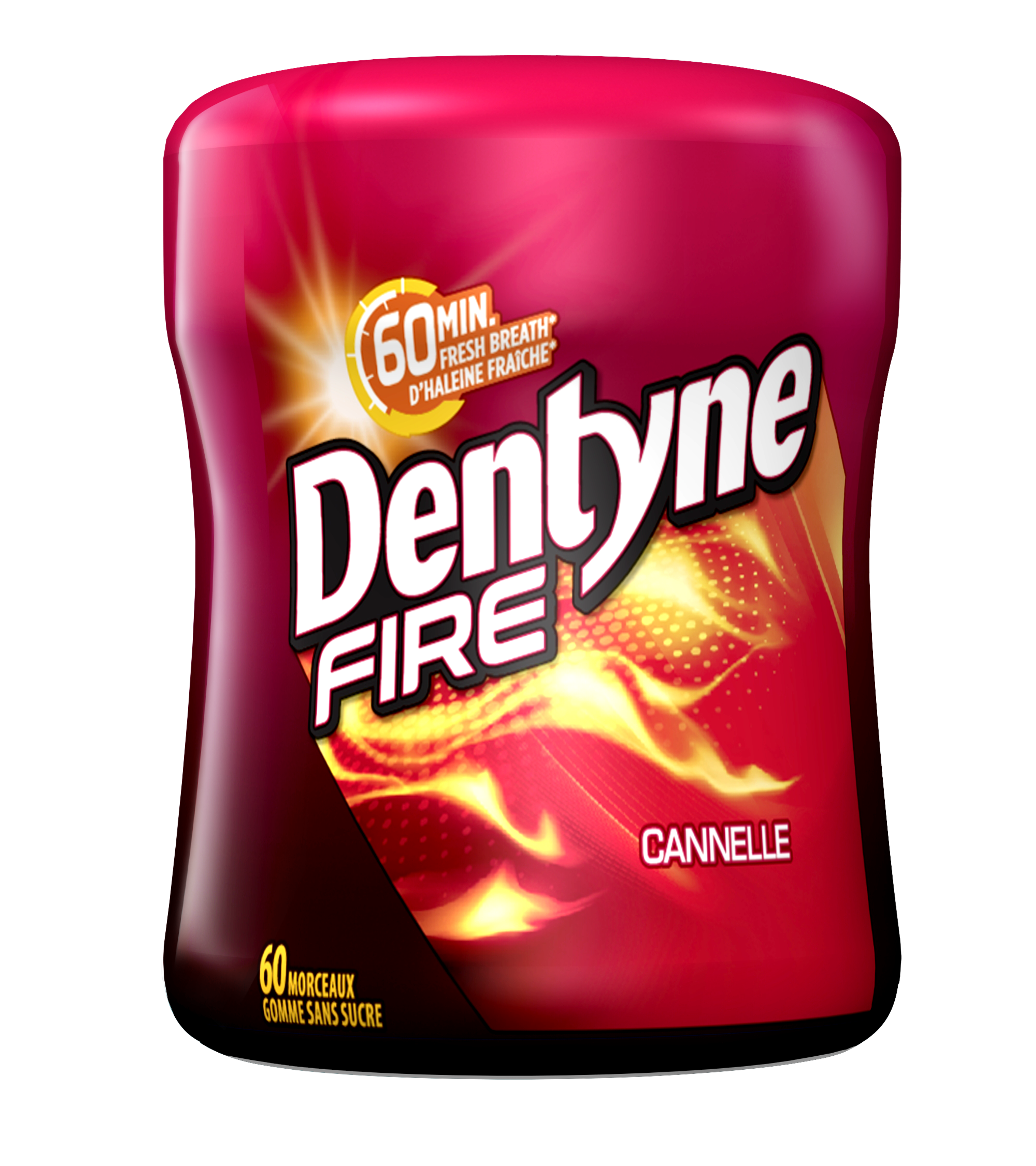 Gomme sans sucre Dentyne Fire Cannelle, bouteille, 60 Morceaux