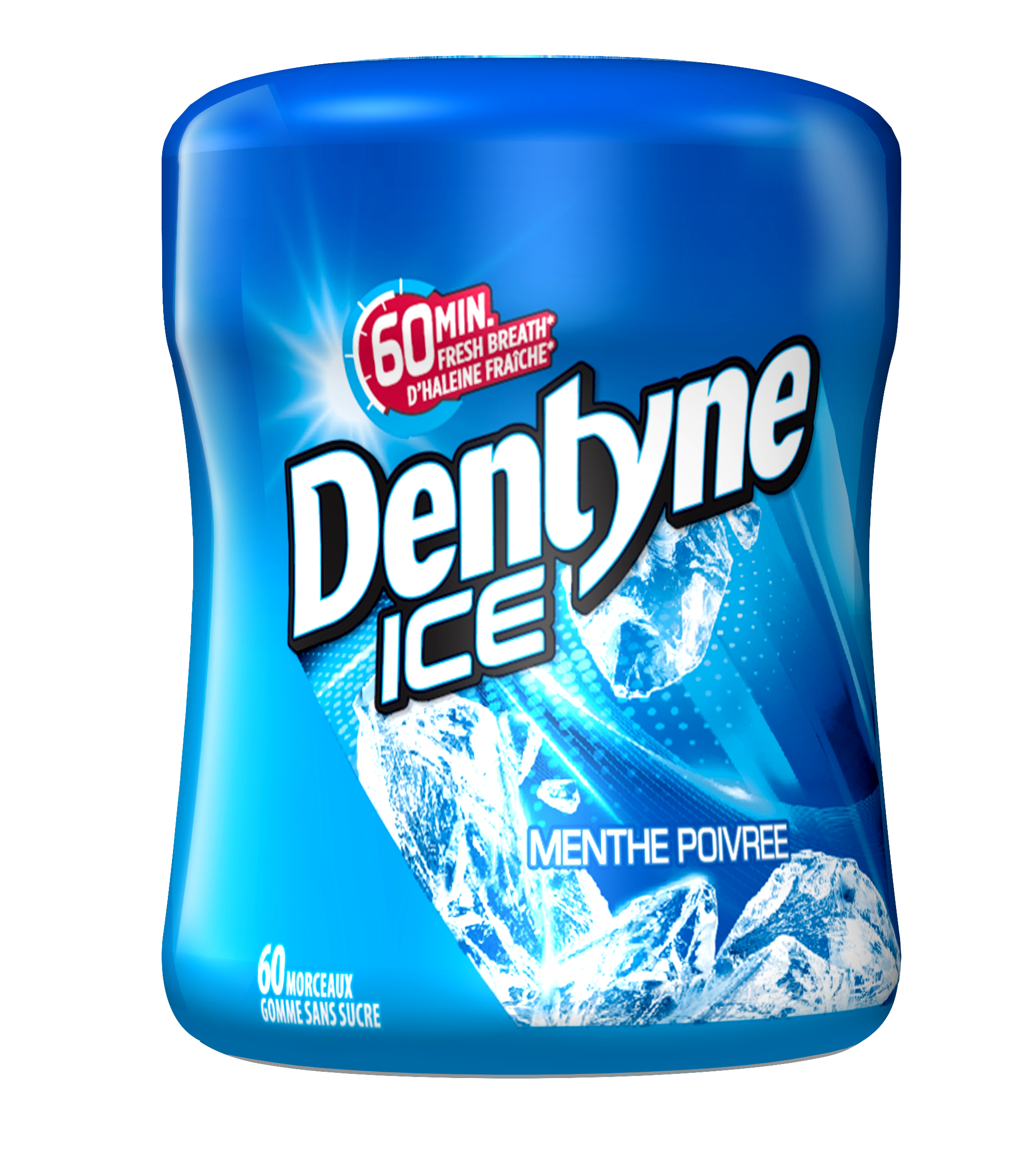 Gomme sans sucre Dentyne Ice Menthe poivrée, bouteille, 60 Morceaux