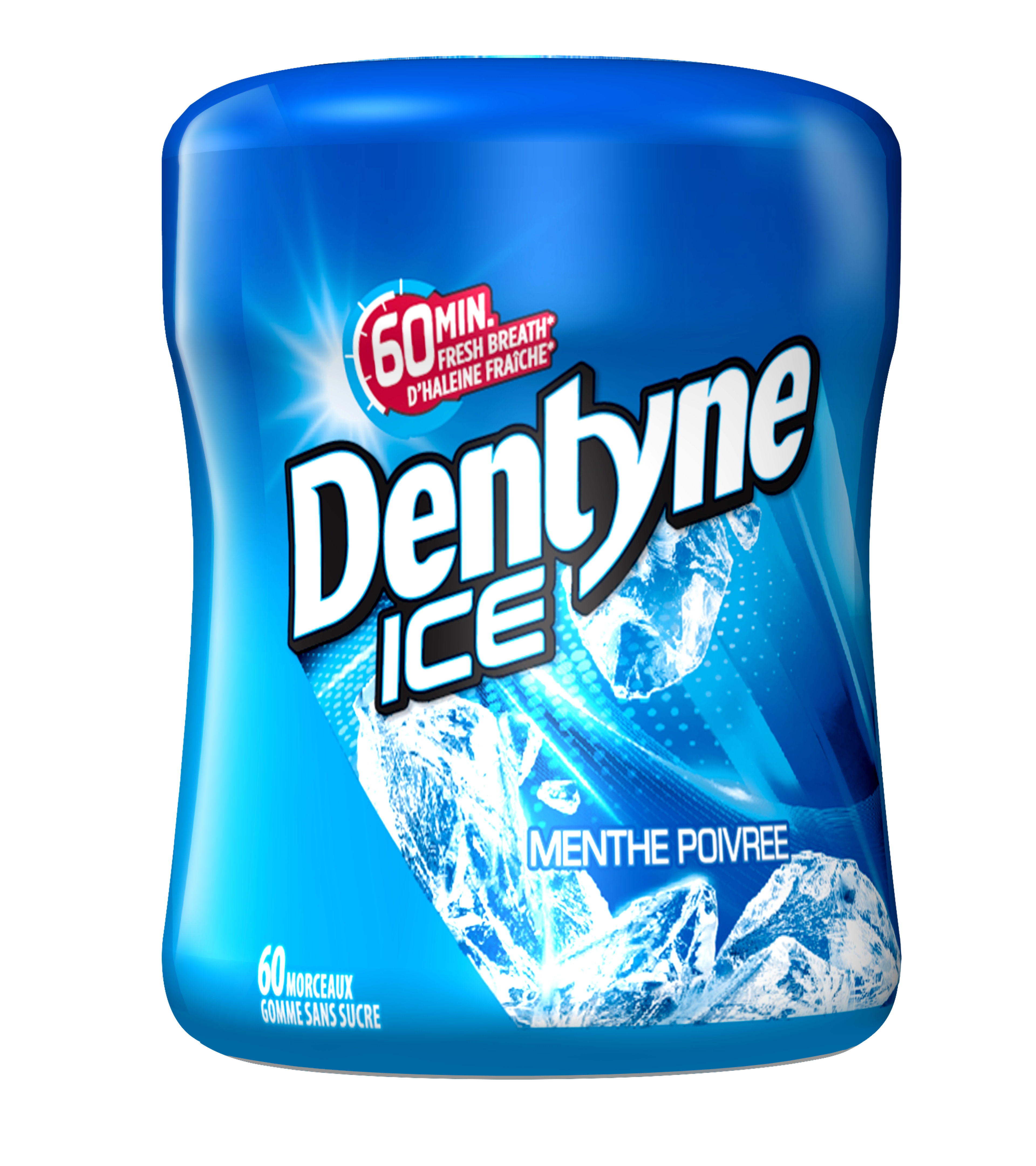 Gomme sans sucre Dentyne Ice Menthe poivrée, bouteille, 60 Morceaux