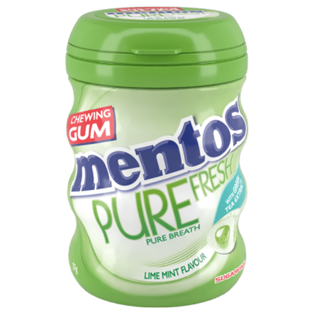 Mentos Pure Fresh Gum Lime Mint Medium Curvy Bottle
