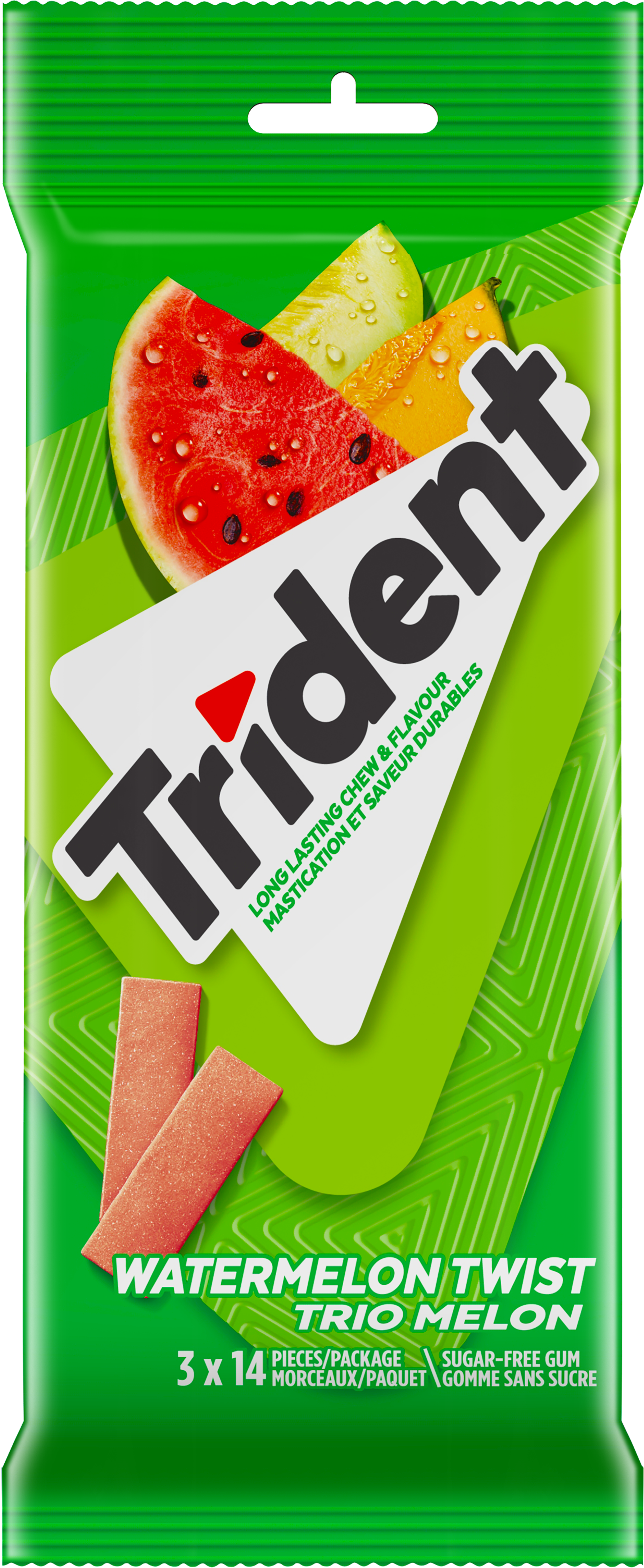 Trident Trio Melon, emb. multiple, 14 morceaux (paquet de 3)