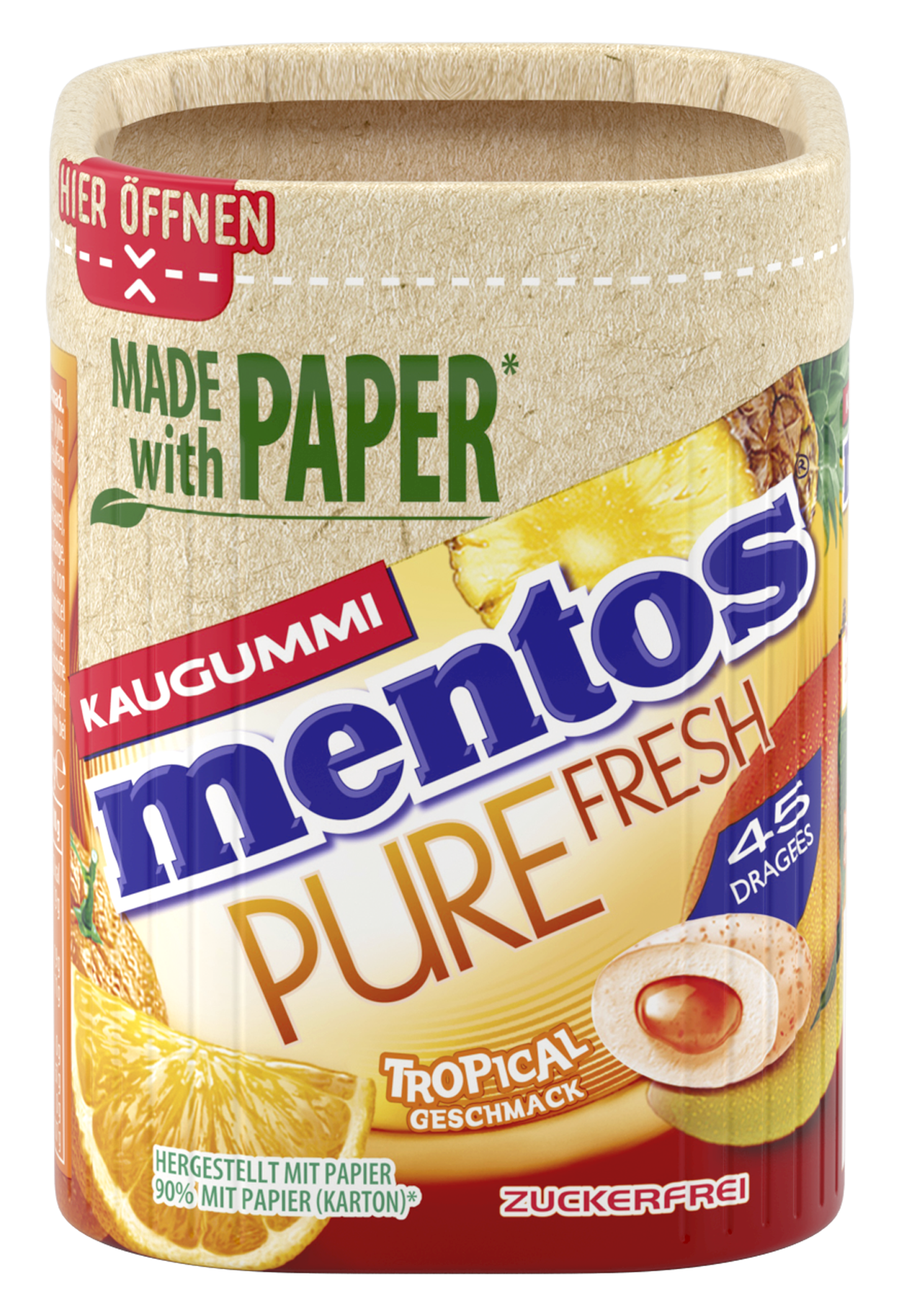 Mentos Kaugummi Pure Fresh Papierdose Tropical