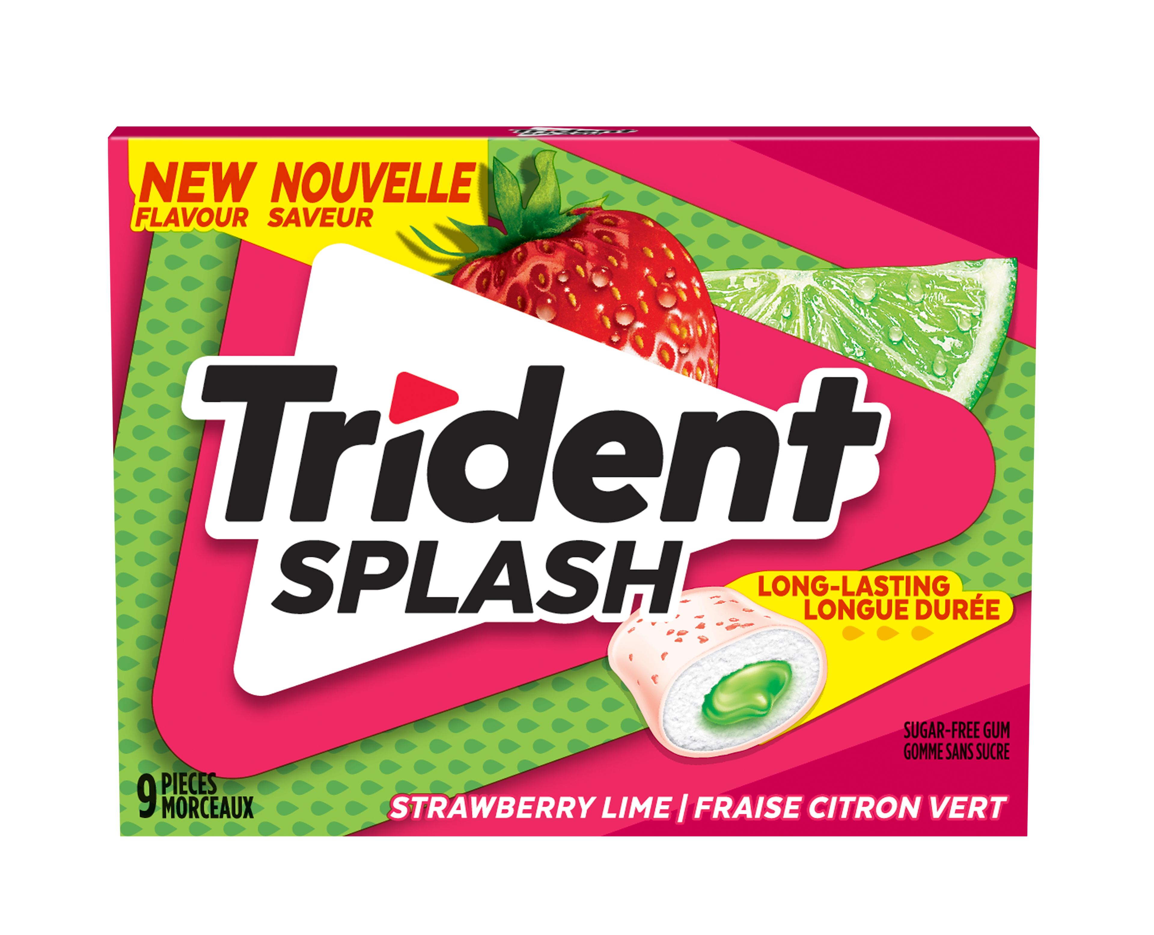 Trident Splash Strawberry Lime, 9 Pieces